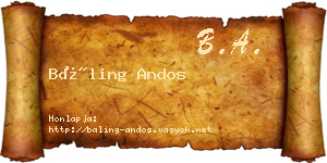 Báling Andos névjegykártya